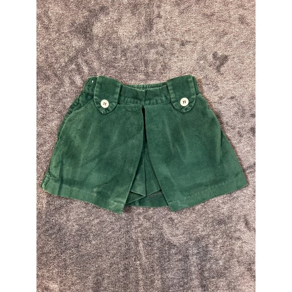 Vintage 1970's Buster Brown Hunter Green Split Front Corduroy Scooter Skirt/Skor - Picture 1 of 5